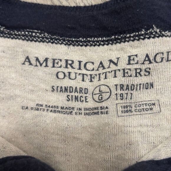 Y2K American Eagle Outfitters Mens Double Layer Henley Tee Navy Blue‎ Size Large - Picture 4 of 4